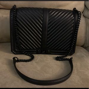 Authentic Rebecca Minkoff Chevron Love Jumbo Crossbody - Black w/ Black Hardware